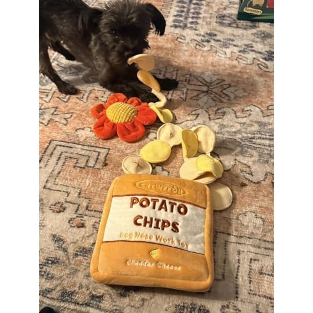 (5) Enrichment Plush Treat Toy, Mental Stimulating, Potato Chips Design